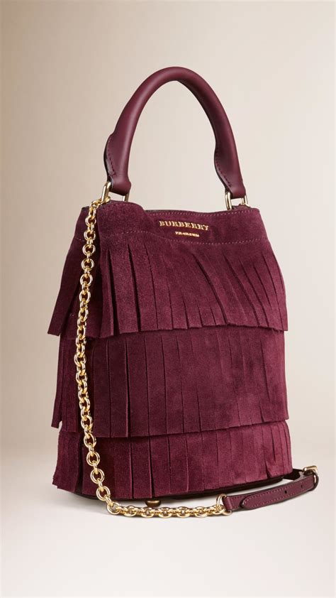 burberry tiered fringe bucket bag|Burberry Tiered Fringe Bucket Bag Suede .